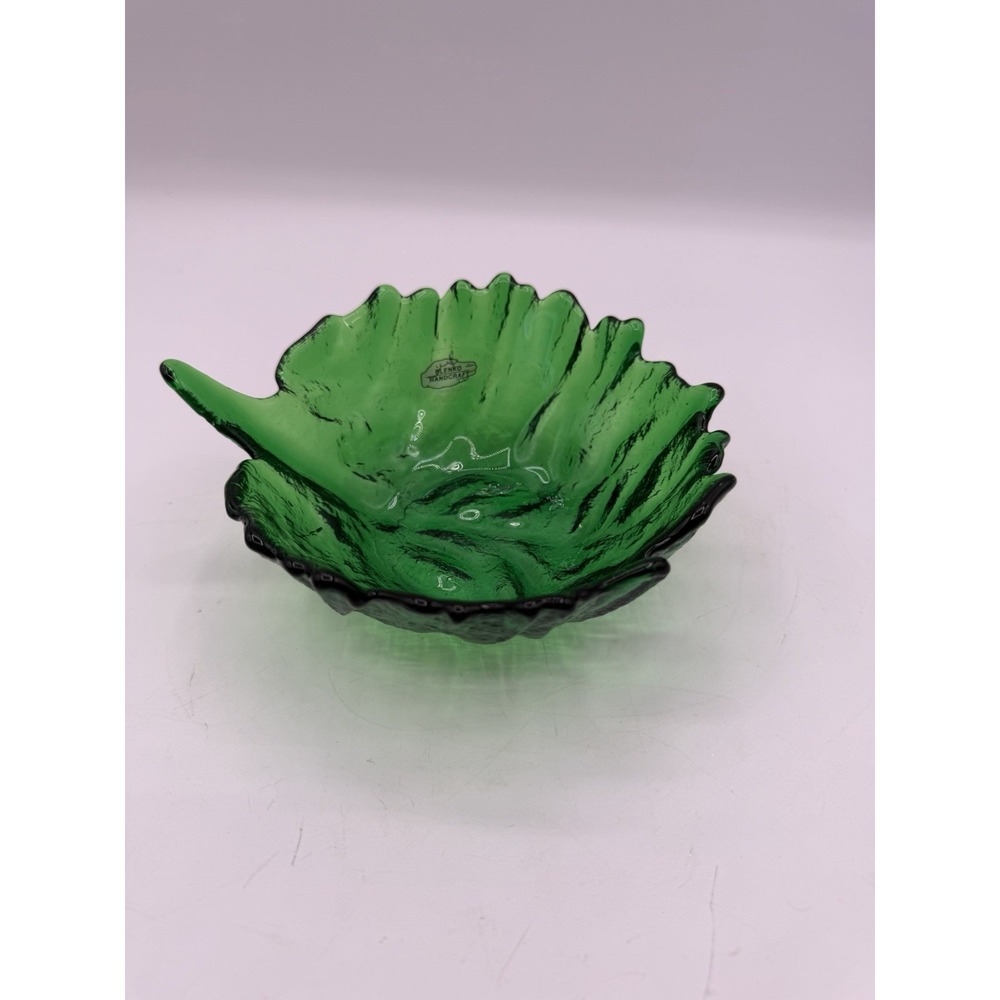 Blenko Vintage Green 6" Cabbage Leaf Glass Bowl 🥬💚 – Beautiful Textured Design